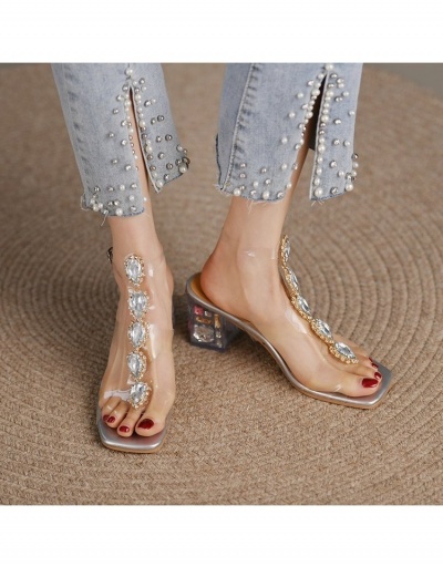 Replica  Fashion Crystal Rhinestone Heeled Sandals #797615 $36.86 USD for Wholesale