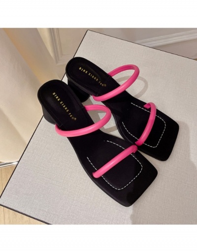 Replica  Versatile Colorblock Square Toe Heeled Slippers #797616 $40.01 USD for Wholesale