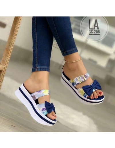 Replica  Summer New Bow Printed Platform Slippers #797622 $24.25 USD for Wholesale