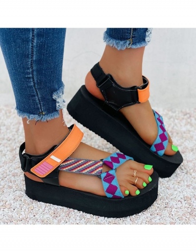 Replica Fashion PU Weave Hollowed Out Velcro Women's Platform Sandals #797625 $25.45 USD for Wholesale