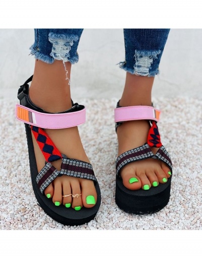 Replica Fashion PU Weave Hollowed Out Velcro Women's Platform Sandals #797625 $25.45 USD for Wholesale