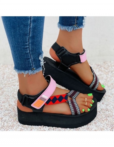 Replica Fashion PU Weave Hollowed Out Velcro Women's Platform Sandals #797625 $25.45 USD for Wholesale