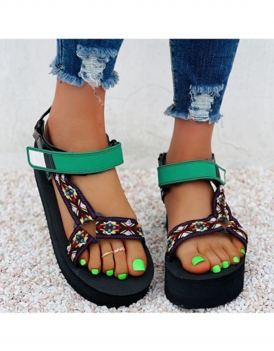 Replica Fashion PU Weave Hollowed Out Velcro Women's Platform Sandals #797625 $25.45 USD for Wholesale