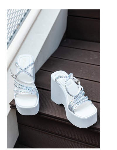 Replica European Solid Rhinestone Women's Platform Sandals #797629 $47.95 USD for Wholesale