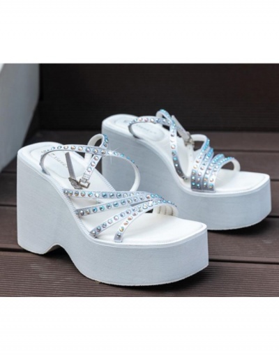 Replica European Solid Rhinestone Women's Platform Sandals #797629 $47.95 USD for Wholesale