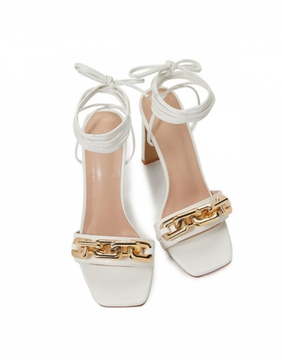 Replica  Fashion PU Bandage Slim Women's Block Heel Sandals #797633 $37.38 USD for Wholesale