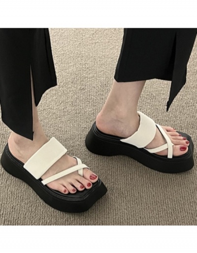 Fashion Women Square Toe Hollow Out Wedge Beach Slippers #797638 $21.63 USD, Wholesale Fashion Slippers