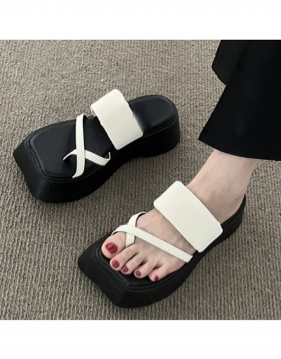 Replica Fashion Women Square Toe Hollow Out Wedge Beach Slippers #797638 $21.63 USD for Wholesale