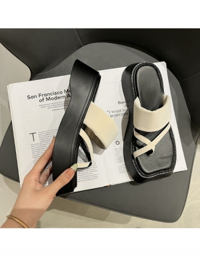 Replica Fashion Women Square Toe Hollow Out Wedge Beach Slippers #797638 $21.63 USD for Wholesale