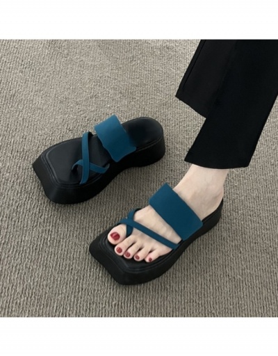 Replica Fashion Women Square Toe Hollow Out Wedge Beach Slippers #797638 $21.63 USD for Wholesale