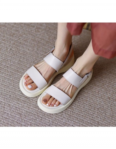 Casual Fashion Round Toe Solid Color Street Sandals  #797639 $25.76 USD, Wholesale Fashion Sandals