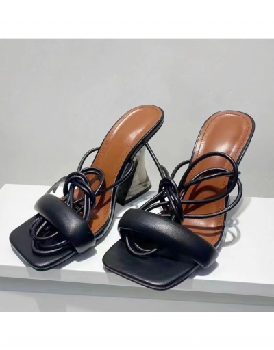 Replica Trendy Chunky  Square Toe Lace Up  Heeled Sandals  #797652 $29.71 USD for Wholesale