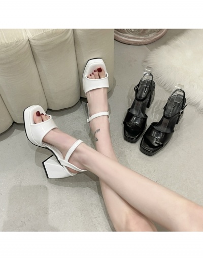 Replica  Chunky Heel Platform Square Toe Solid Color Heels #797654 $25.90 USD for Wholesale