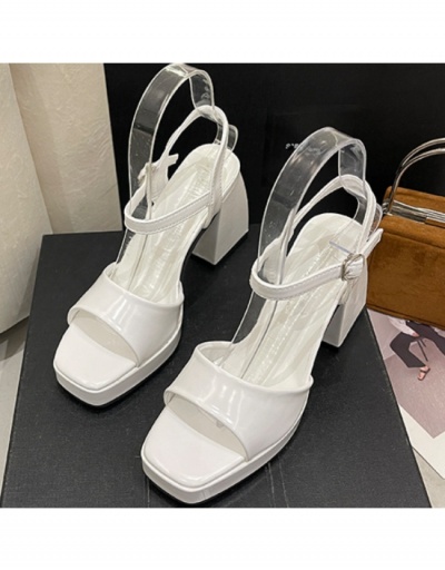 Replica  Chunky Heel Platform Square Toe Solid Color Heels #797654 $25.90 USD for Wholesale