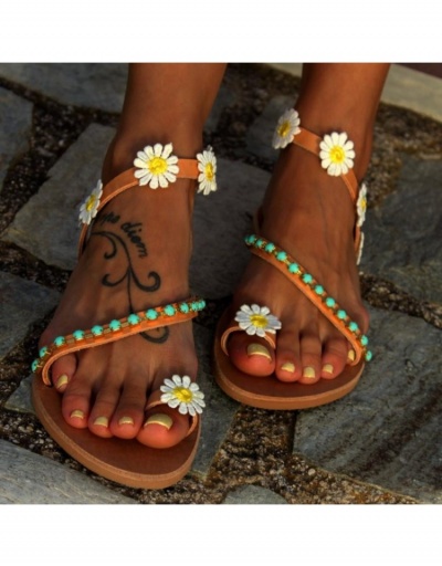 Replica Leisure Beach PU Peep-Toe Flower Women's Sandals #797657 $19.31 USD for Wholesale