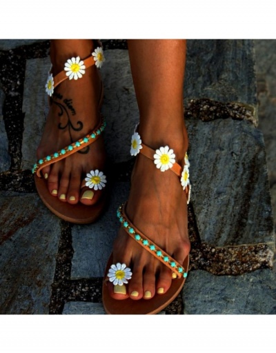 Replica Leisure Beach PU Peep-Toe Flower Women's Sandals #797657 $19.31 USD for Wholesale