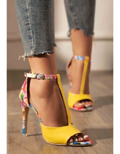 Replica Vintage Printed Pointed  Stiletto Ankle Strap Heels  #797666 $32.76 USD for Wholesale