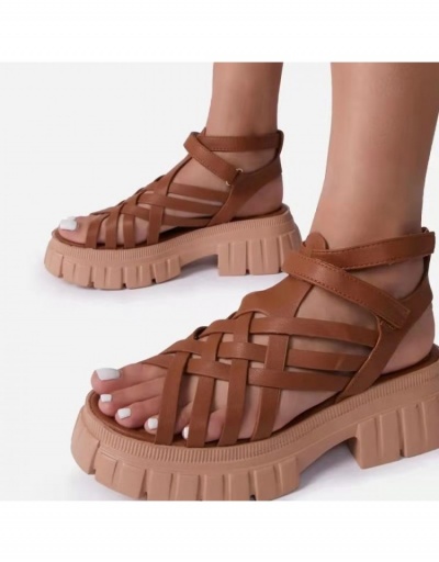  Summer PU Hollowed Out Roman Platform Sandals #797668 $23.28 USD, Wholesale Fashion Sandals