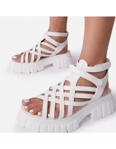 Replica  Summer PU Hollowed Out Roman Platform Sandals #797668 $23.28 USD for Wholesale