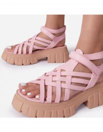 Replica  Summer PU Hollowed Out Roman Platform Sandals #797668 $23.28 USD for Wholesale