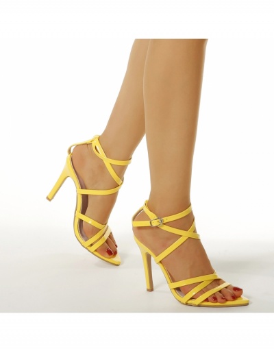 Replica Sexy  PU Pure Color Ankle Strap Heels #797669 $29.84 USD for Wholesale