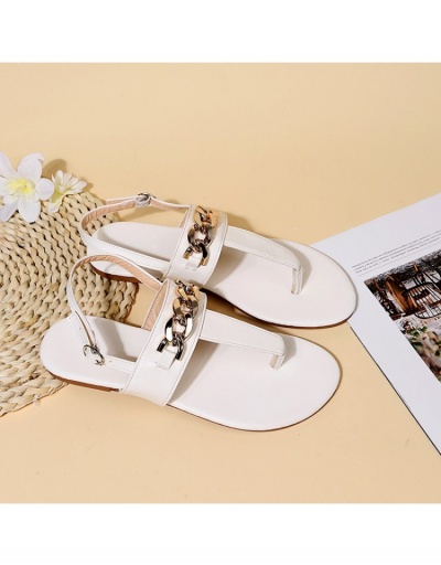 Replica Beach Summer Chain Patch White Flat Sandals #797692 $17.88 USD for Wholesale