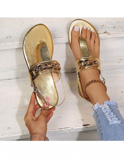 Replica Beach Summer Chain Patch White Flat Sandals #797692 $17.88 USD for Wholesale