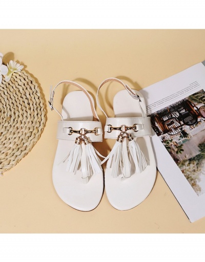 Replica Beach Summer Tassel  Buckle Strap Flat Sandals #797694 $17.88 USD for Wholesale