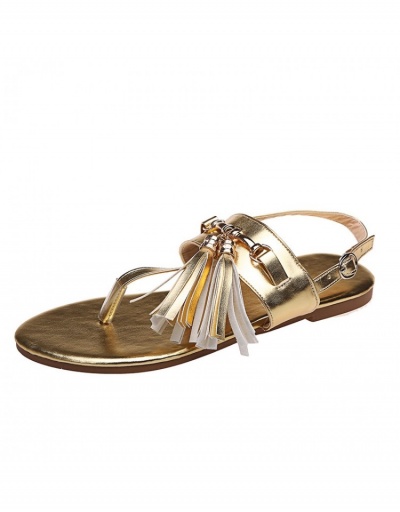 Replica Beach Summer Tassel  Buckle Strap Flat Sandals #797694 $17.88 USD for Wholesale