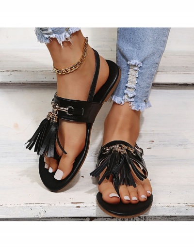 Replica Beach Summer Tassel  Buckle Strap Flat Sandals #797694 $17.88 USD for Wholesale