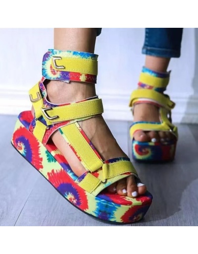  Summer Tie Dye Printing Velcro Sandals With Platform #797696 $26.07 USD, Wholesale Fashion Sandals