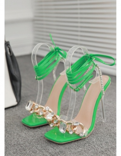 Replica Euro Style Rhinestone Design Bandage Chain High Heels Sandals  #797707 $46.60 USD for Wholesale