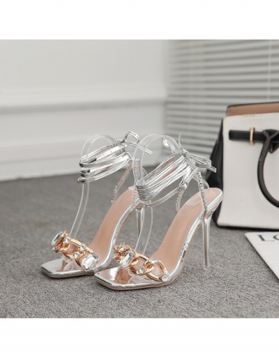 Replica Euro Style Rhinestone Design Bandage Chain High Heels Sandals  #797707 $46.60 USD for Wholesale