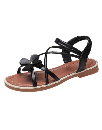 Replica Summer Hollow Out Flower Black Women Sandals #797709 $20.49 USD for Wholesale