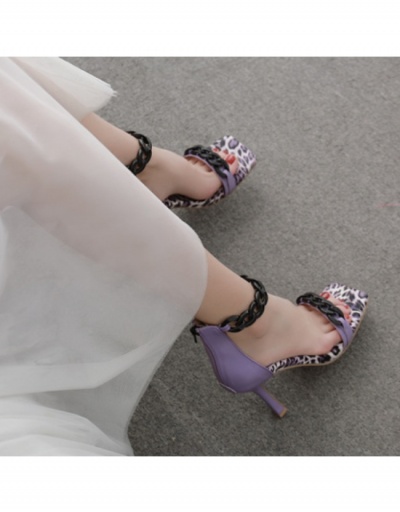 Replica  Sexy Chain Leopard Print Sandals Heels #797716 $38.61 USD for Wholesale