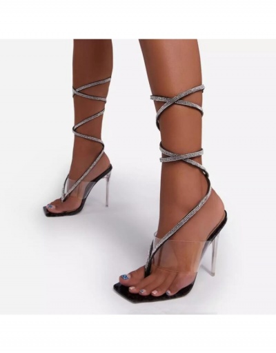 Replica  Sexy Rhinestone Transparent Ankle Strap Heels #797721 $44.91 USD for Wholesale