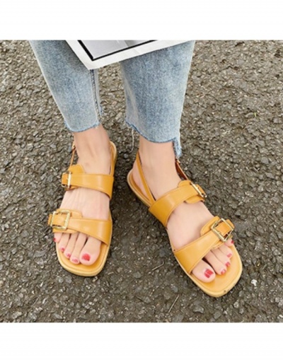 Replica  PU Pure Color Retro Square Toe Women's Sandals #797724 $18.74 USD for Wholesale