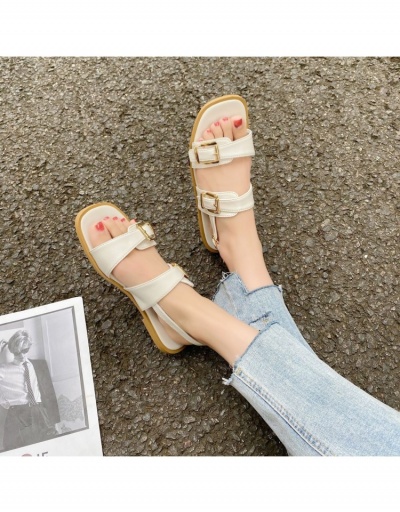 Replica  PU Pure Color Retro Square Toe Women's Sandals #797724 $18.74 USD for Wholesale