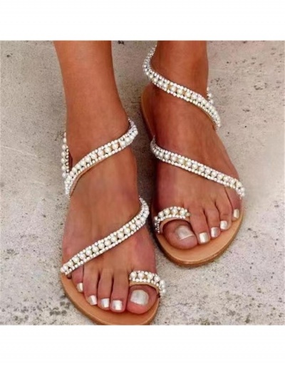  PU Round Toe Faux Pearl Women's Roman Sandals #797728 $19.31 USD, Wholesale Fashion Sandals