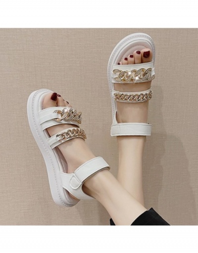 Chain Patch Street Casual White Hook Loop Velcro Sandals #797730 $20.60 USD, Wholesale Fashion Sandals