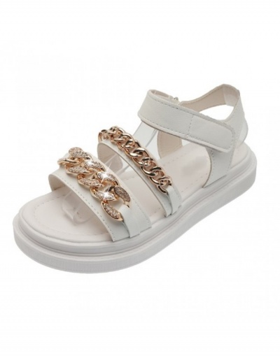 Replica Chain Patch Street Casual White Hook Loop Velcro Sandals #797730 $20.60 USD for Wholesale