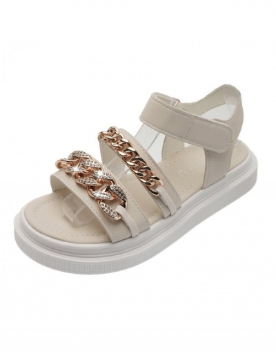 Replica Chain Patch Street Casual White Hook Loop Velcro Sandals #797730 $20.60 USD for Wholesale