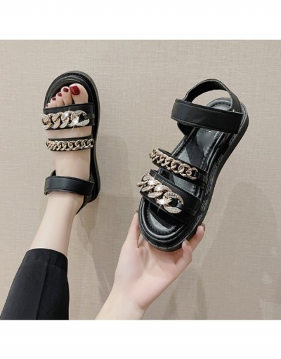 Replica Chain Patch Street Casual White Hook Loop Velcro Sandals #797730 $20.60 USD for Wholesale