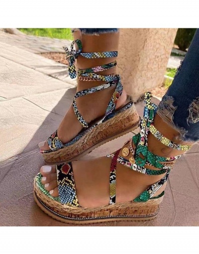 Replica Fashion Snake Print Bandage Sandals #797732 $18.30 USD for Wholesale