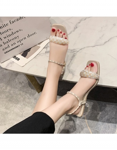 Replica  Summer Fashion Rhinestone Plaid Heeled Sandals #797741 $26.89 USD for Wholesale