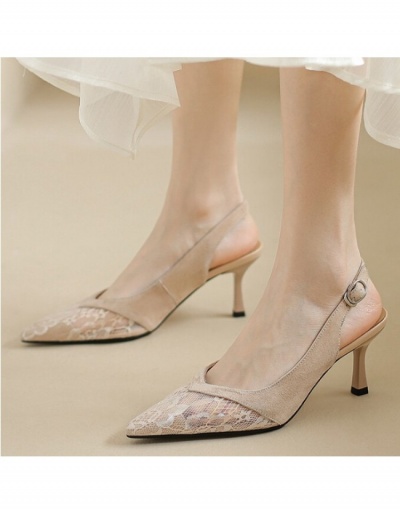  PU Lace Hollowed Out Pointed Women's High Heels #797743 $24.57 USD, Wholesale Fashion Sandals