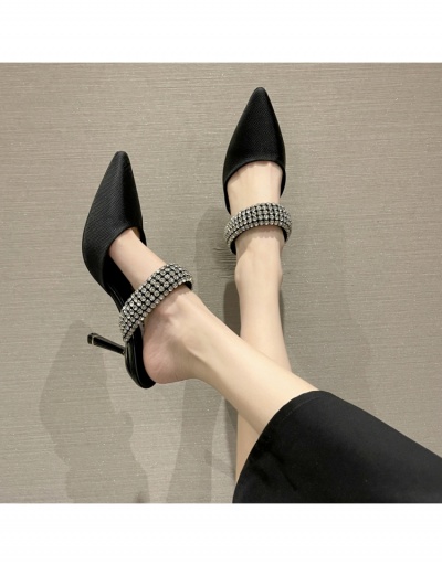   Pointed Rhinestone Patchwork Slip On Heels #797744 $28.18 USD, Wholesale Fashion Heels