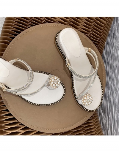 Replica Summer Rhinestone Faux Pearl Flat Sandals #797745 $20.03 USD for Wholesale