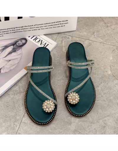 Replica Summer Rhinestone Faux Pearl Flat Sandals #797745 $20.03 USD for Wholesale