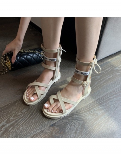 Hollow Out Zipper Up Black Women Roman Sandals #797762 $44.49 USD, Wholesale Fashion Sandals